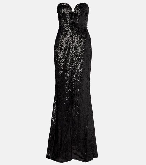 Sequined strapless silk-blend gown