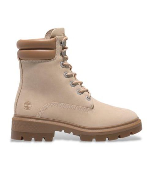 Timberland for woman. TB0A2D7NEN71 Cortina Valley light beige waterproof mid-calf leather boots with laces (35.5 W), Flat, Casual