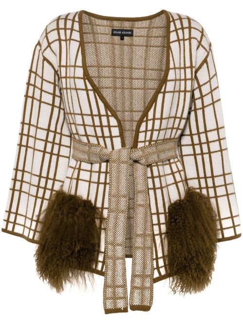 Check-pattern wool cardigan - Green