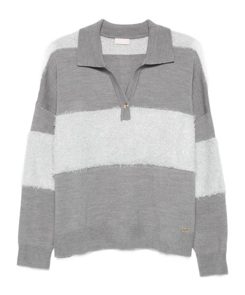 Stripe-detail polo-neck sweater