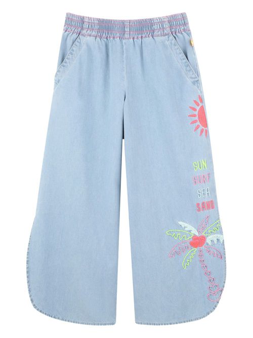 Embroidered wide-leg jeans - Blue
