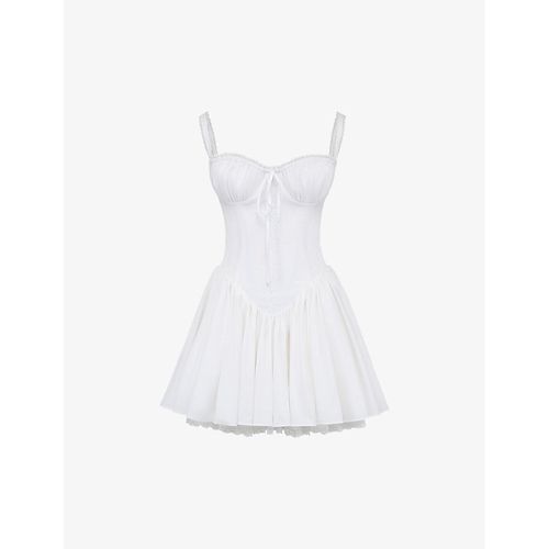 Womens White Pietra Lace-trim Stretch Cotton-blend Mini Dress 