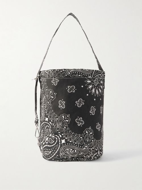 Paisley-print Cotton Bucket Bag - Black