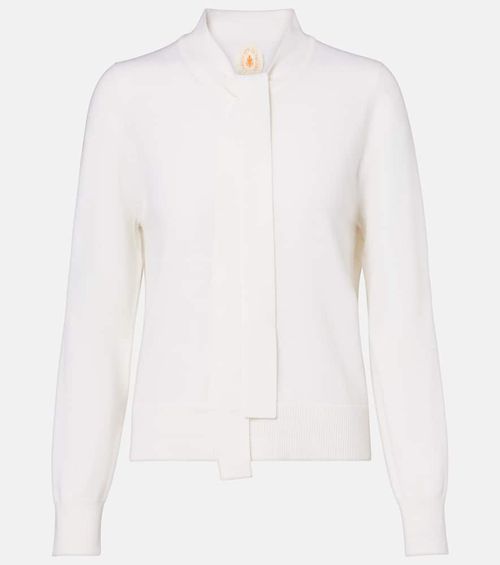 Tie-neck wool and cashmere sweater