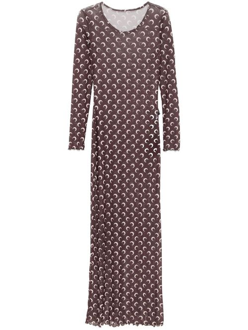 Moon-print maxi dress - Brown