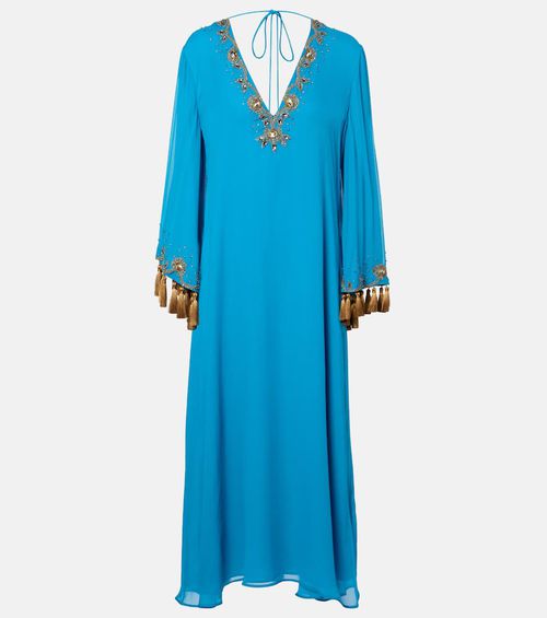 Embellished silk georgette midi dress