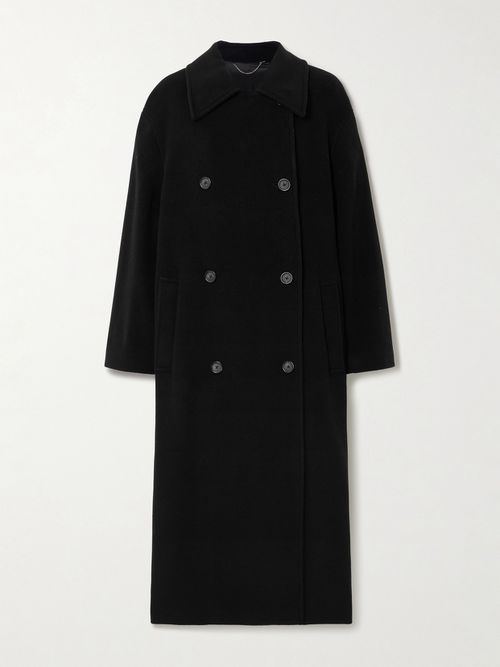 Shield Oversized Double-breasted Wool-blend Coat - Black
