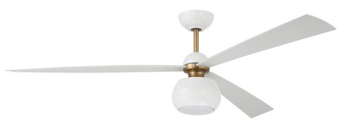Otto 1-Light 60" Hanging Ceiling Fan in White with Satin Bra