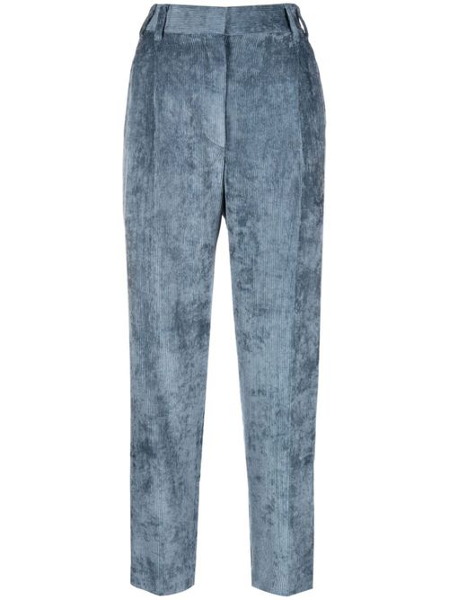 Tapered-leg corduroy trousers - Blue