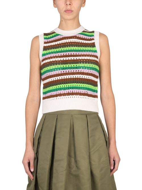Multicolor Stripes Crew Neck Top