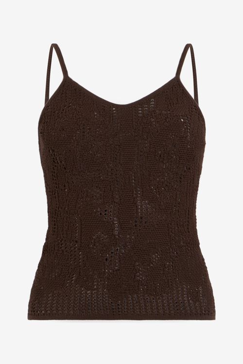 Crochet Effect Top With Spaghetti Straps