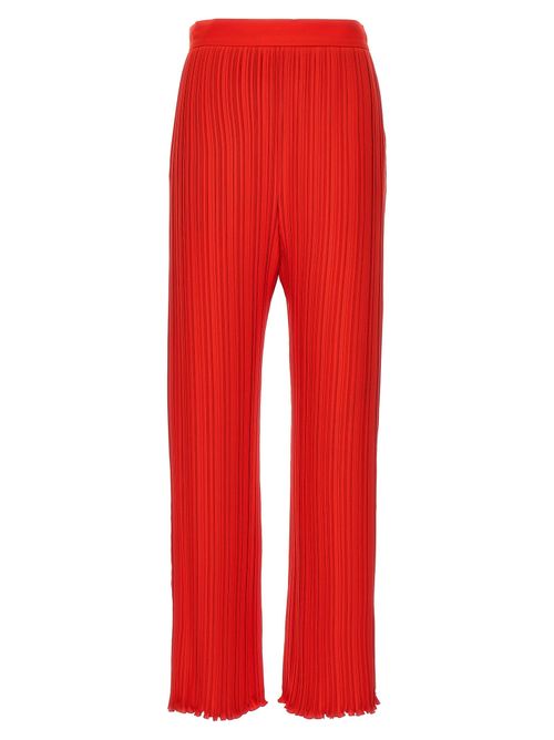 Pleated Wide-Leg Trousers — Red