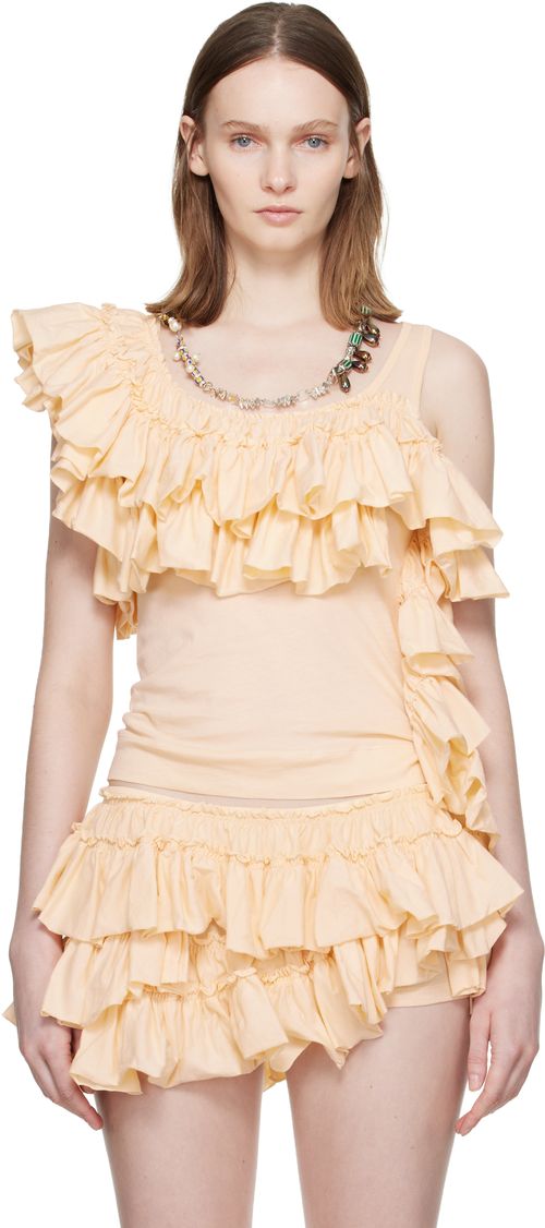 Beige Ruffled Top