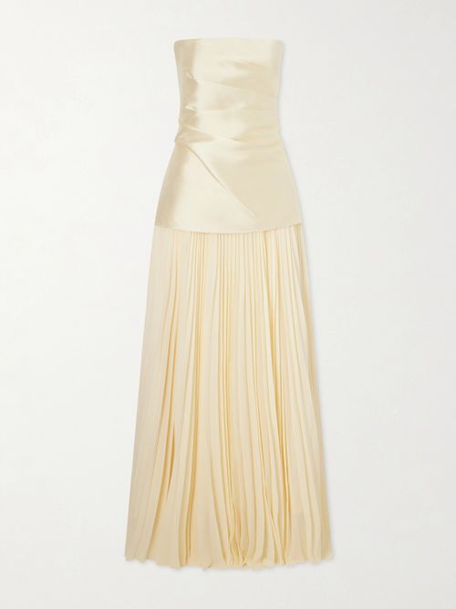 Claudette Steapless Twill And Chiffon Gown