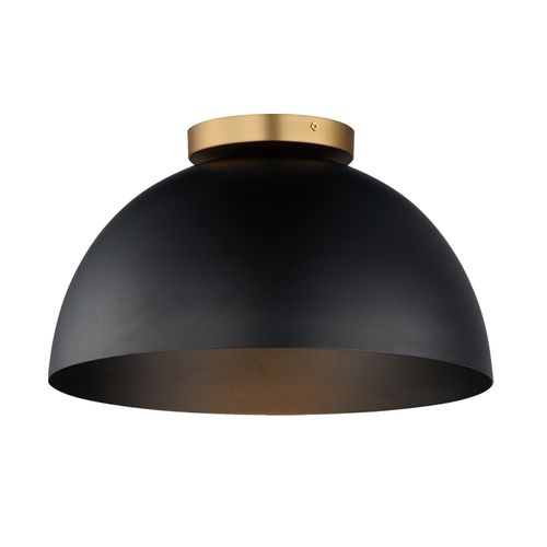 Thelonious 1-Light Flush Mount in Black with Natural Aged Bra