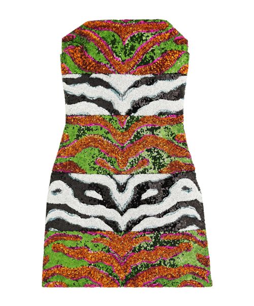 Sequinned Bandeau Tulle Mini Dress