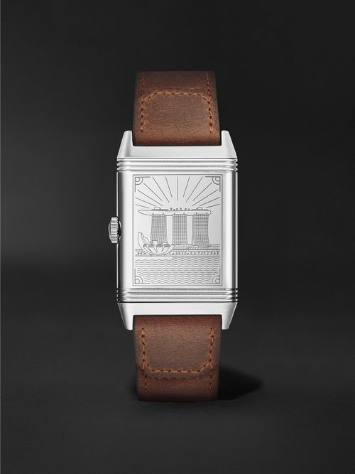 Reverso Classic Large Small Seconds Singapore Hand-Wound 45.6mm Stainless Steel and Leather Watch, Ref No. JLQ385852G