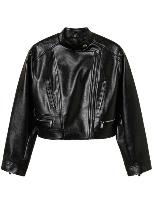 Faux-leather biker jacket - Black