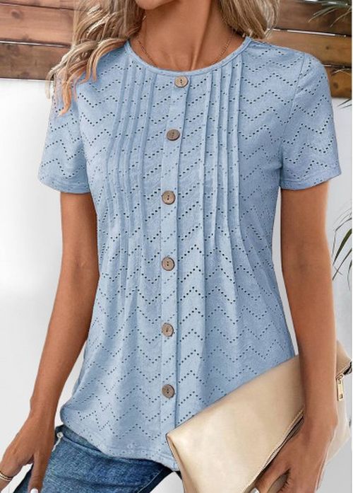 Modlily Light Yellow Tuck Stitch Short Sleeve T Shirt