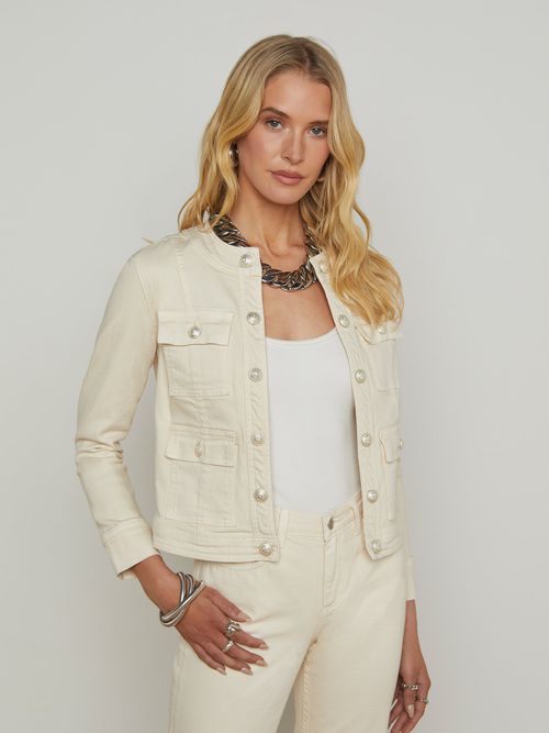 L'AGENCE Yari Denim Jacket In French Vanilla