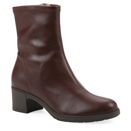 Women's Huda Block Heel Ankle Booties (Brown Smooth)