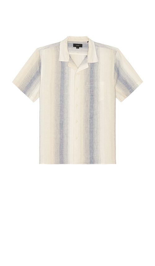 Vince Marina Stripe Short Sleeve Cabana Shirt in Blue.  S. Also in