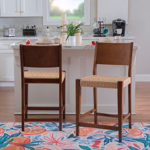 Linon Clinton Counter Height Bar Stool (Set of 2), Brown
