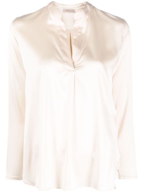 V-neck silk blouse - Neutrals