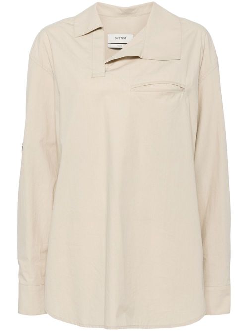 Asymmetric neck blouse - Neutrals