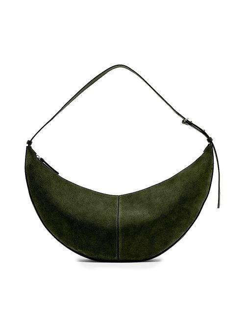 Women's Suede Hobo Bag - Olive