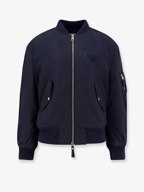 Cotton-Blend Bomber Jacket — Blue