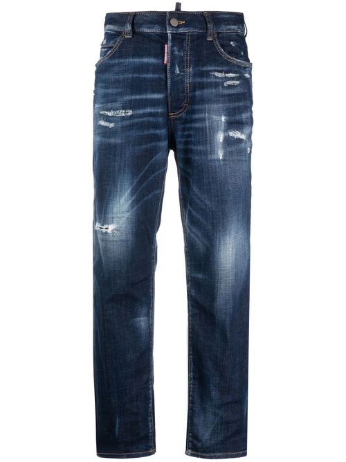 Distressed cropped jeans - Blue