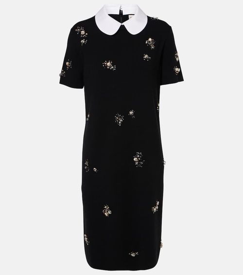 Embellished wool-blend midi dress