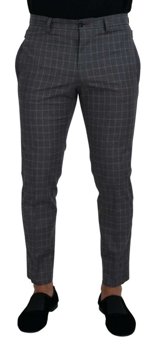 Cotton Checkered Chino — Gray