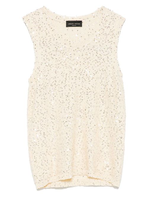 Roberto Collina sequin-embellished top - Neutrals