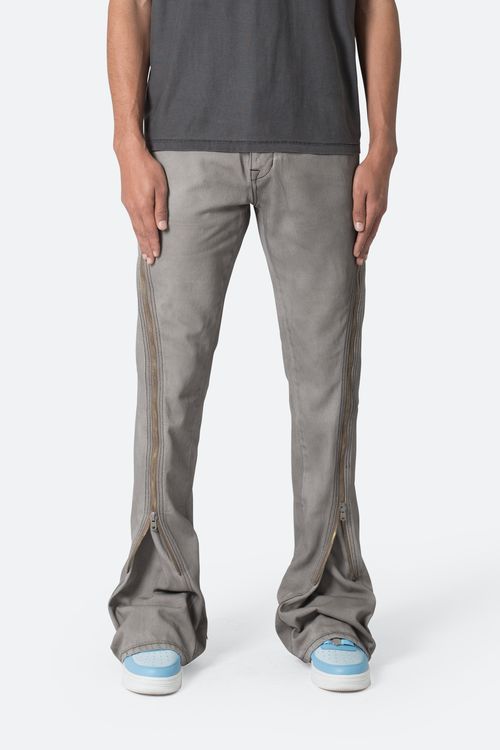 D519 Zipper Flare Denim - Grey