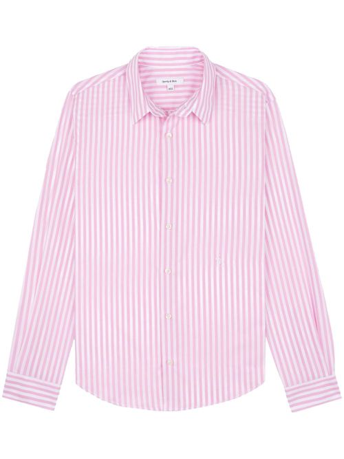 Logo-embroidered striped shirt - Pink