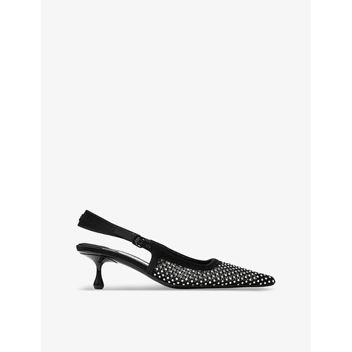 Womens Black/crystal Amel 50 Crystal-embellished Mesh Heeled Courts
