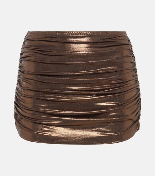 Norma Kamali Metallic ruched swim skirt