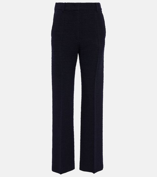 Wool-blend tweed straight pants