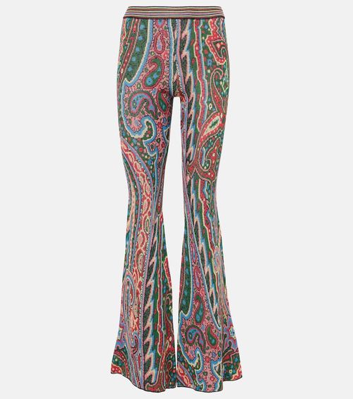Knitted paisley jacquard flared pants