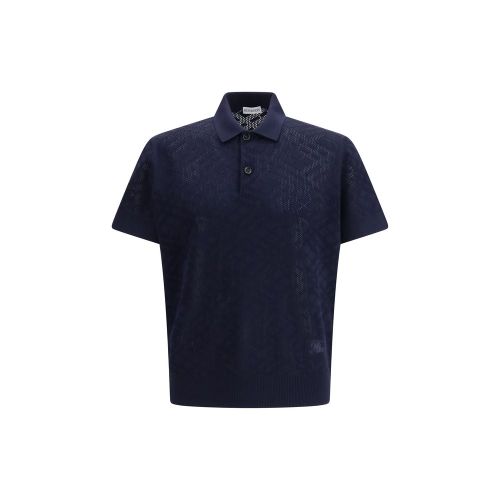 Check Wool Polo Shirt — Blue