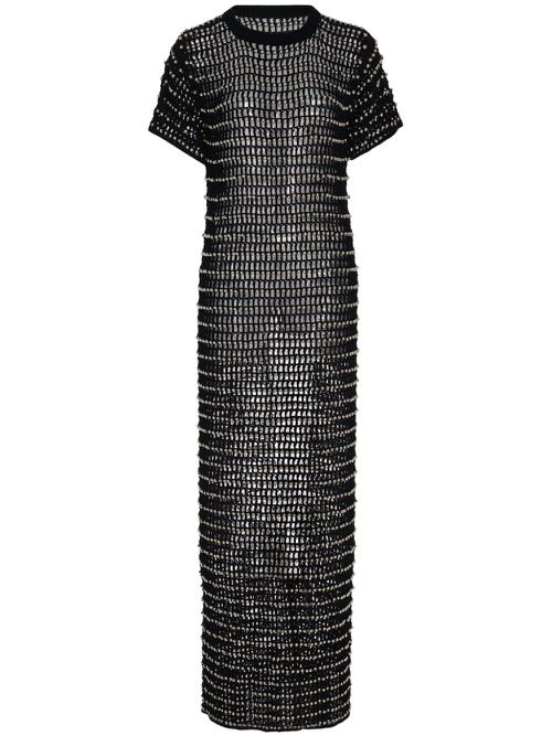 Beaded crochet maxi dress - Black