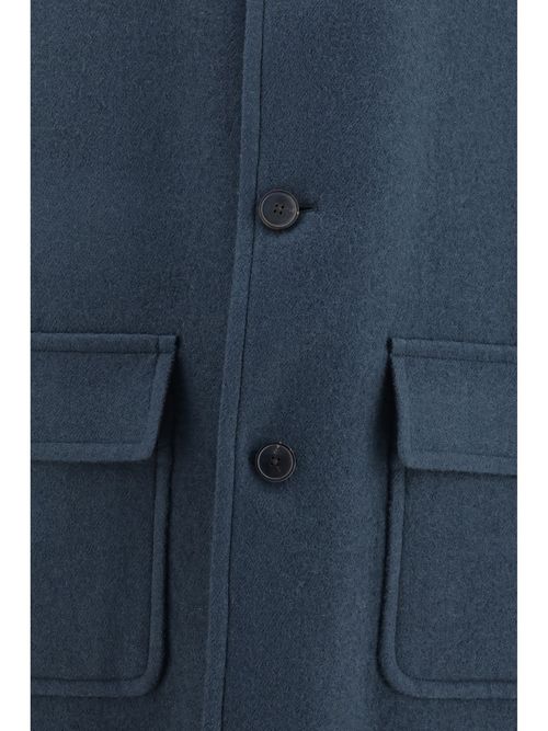 Single-Breasted Merino Wool Coat — Blue