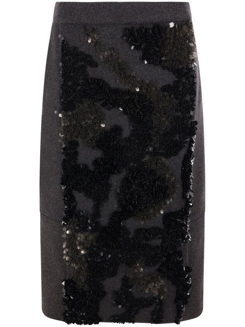 Sequin-embellished midi skirt - Grey