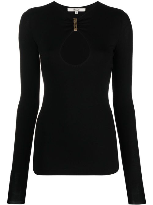Long-sleeve cut-out T-shirt - Black