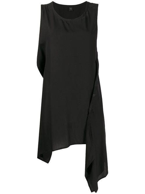 Sleeveless draped-hem vest top - Black