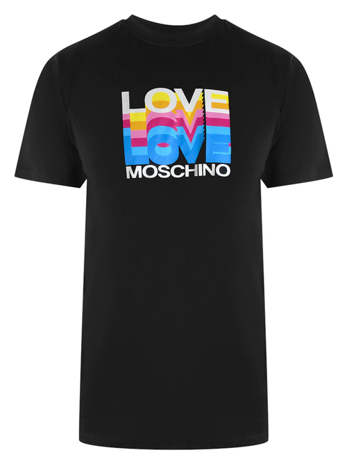 Love Moschino Multi Logo Black T-Shirt - Black
