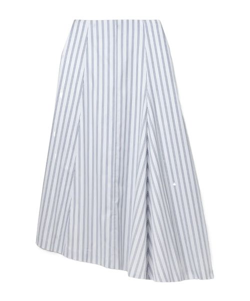 Ivy asymmetric striped cotton-twill midi skirt