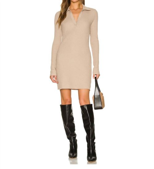 Jumbo Stark Thermal Polo Mini Dress In Mushroom